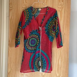 Beach cover up bright colors light weight fabric